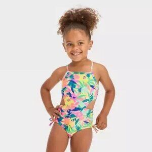 Cat & Jack Toddler Girls' Cut Out One Piece Swimsuit - Size 12M